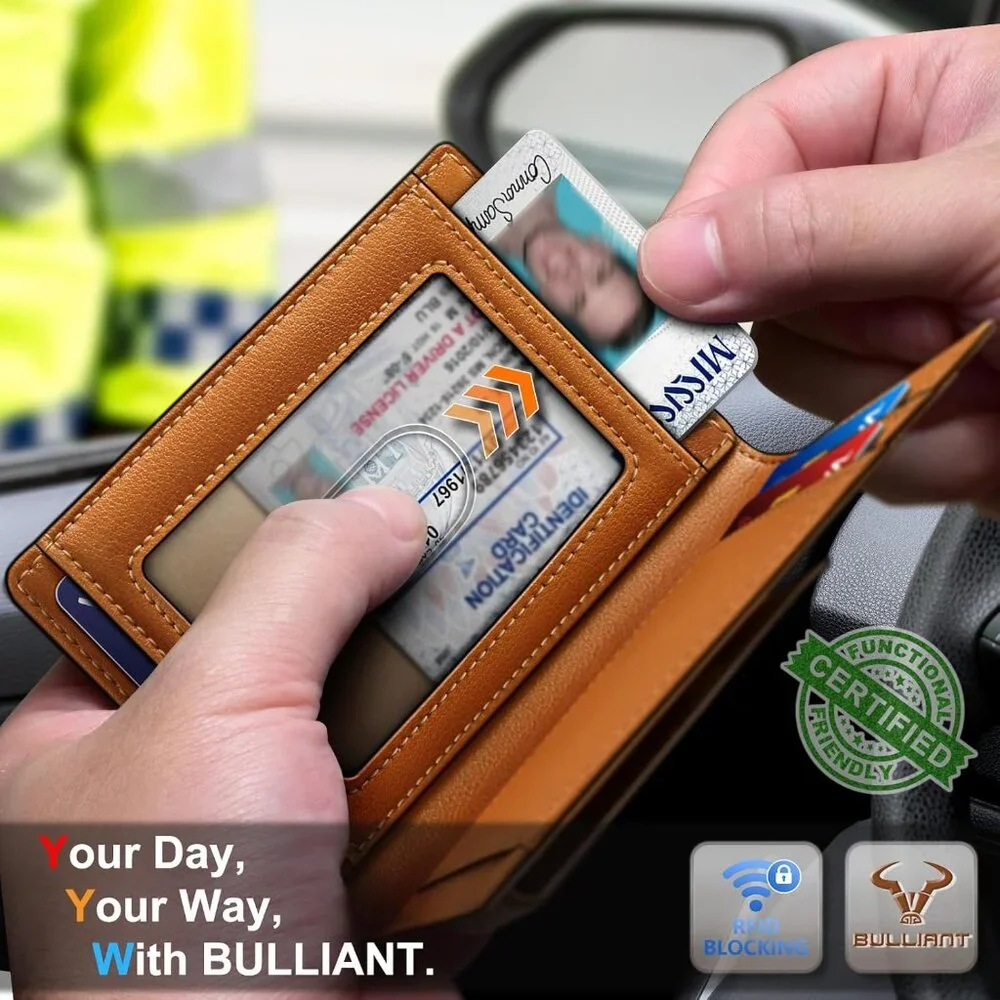 New Magnetic Closure Slim Wallet-Genuine Leather Front Pocket Wallet for Men